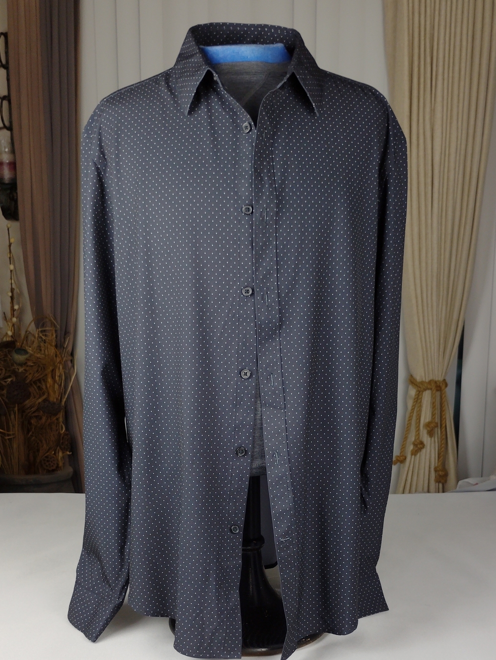 Mix & NY Men's Performance Black Micro-Print Button-Up Shirt